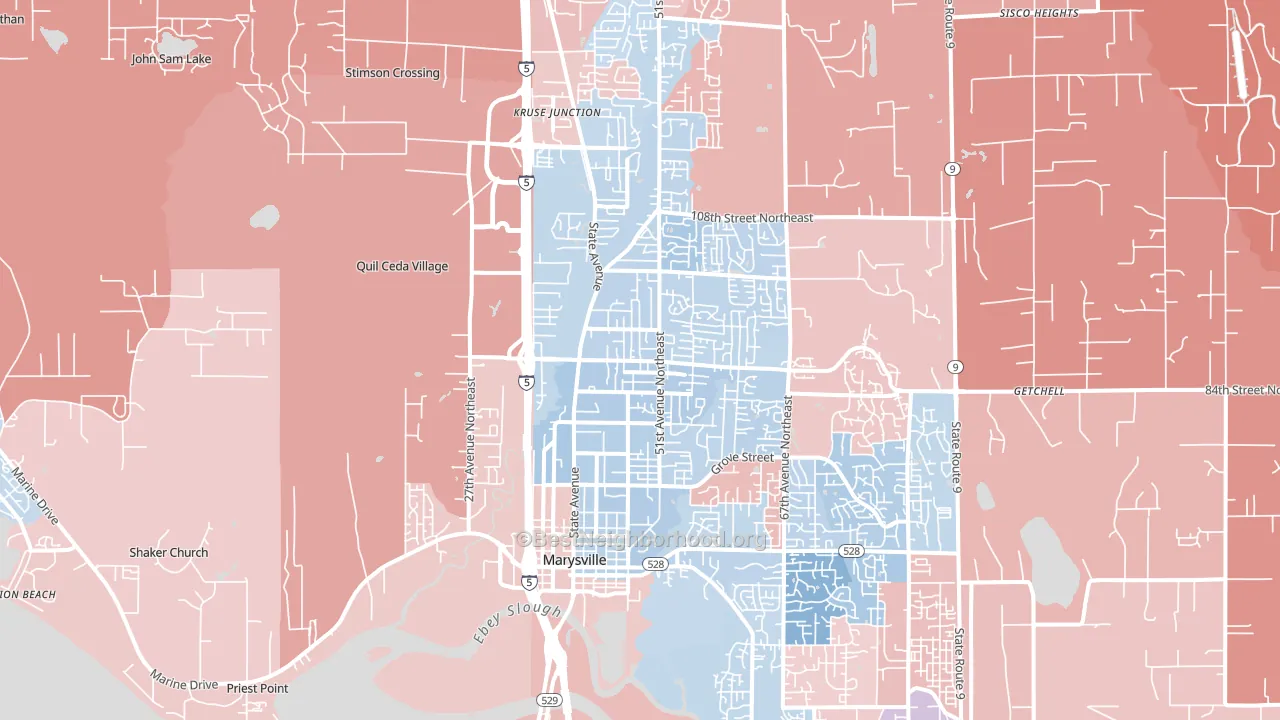 Marysville, WA block-group political-lean map