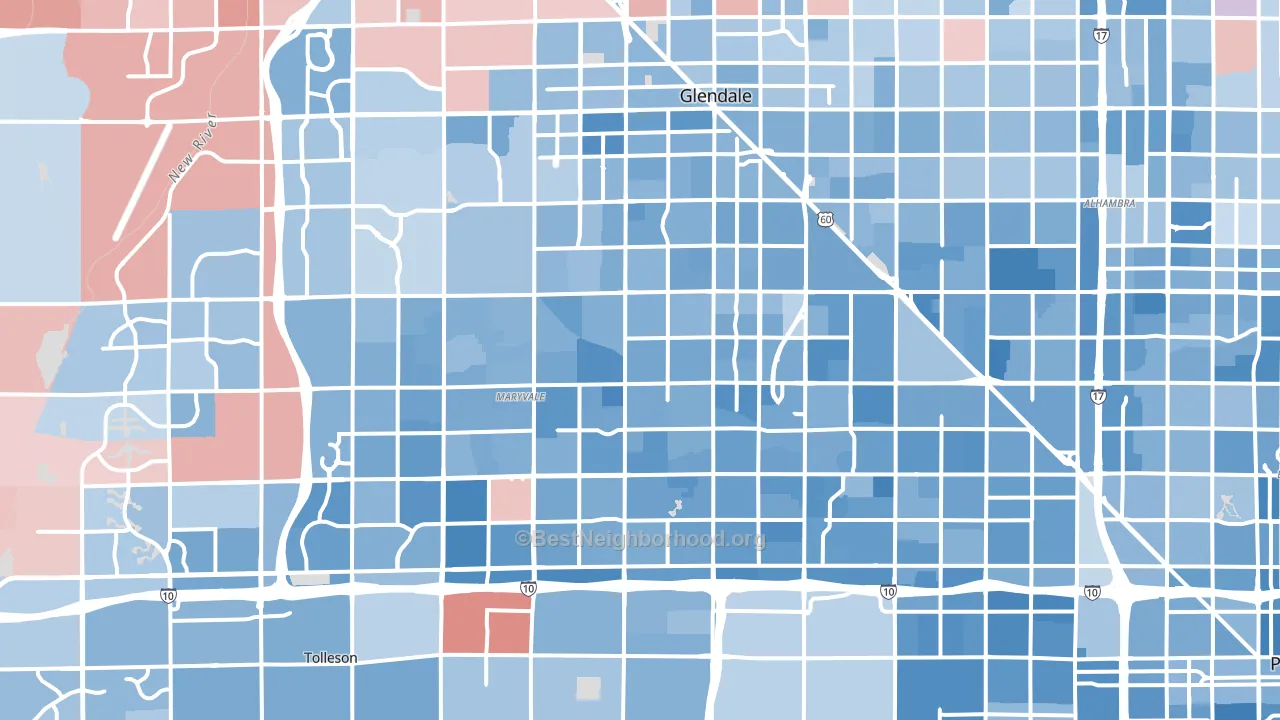 Maryvale, Phoenix, AZ block-group political-lean map
