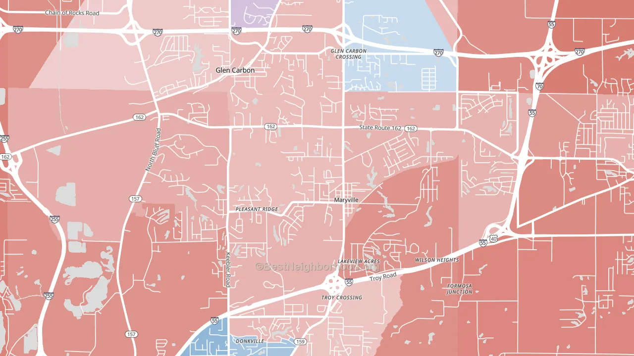 Maryville, IL block-group political-lean map