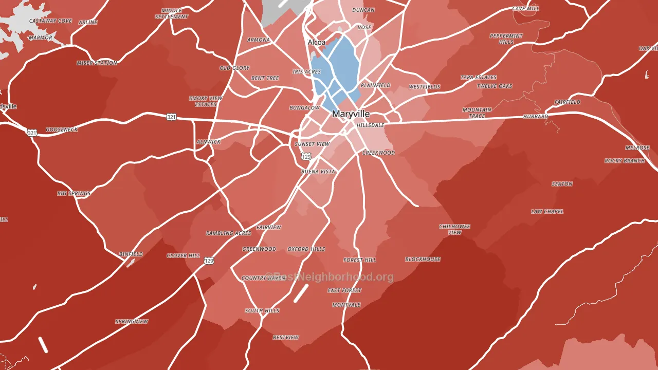 Maryville, TN block-group political-lean map