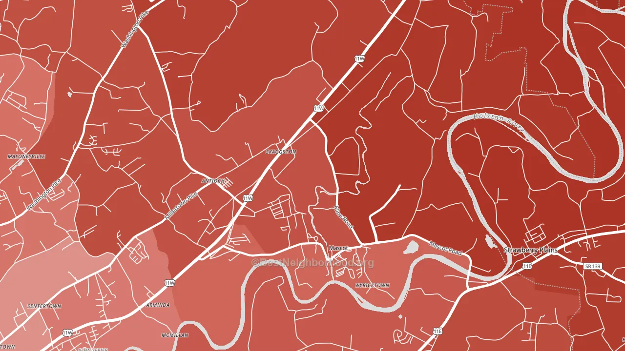 Mascot, TN block-group political-lean map