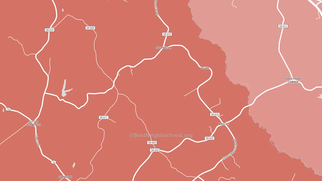 Mascot, VA block-group political-lean map