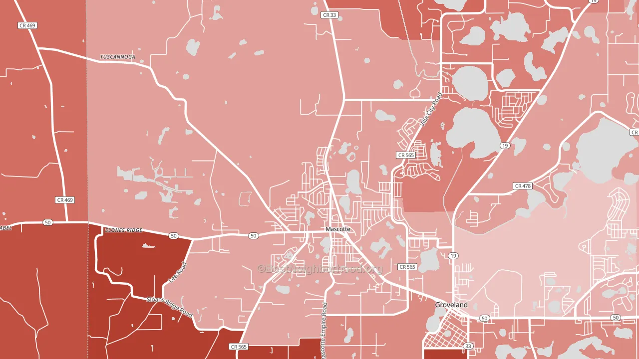 Mascotte, FL block-group political-lean map