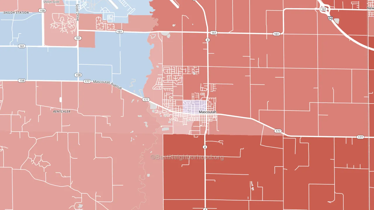 Mascoutah, IL block-group political-lean map