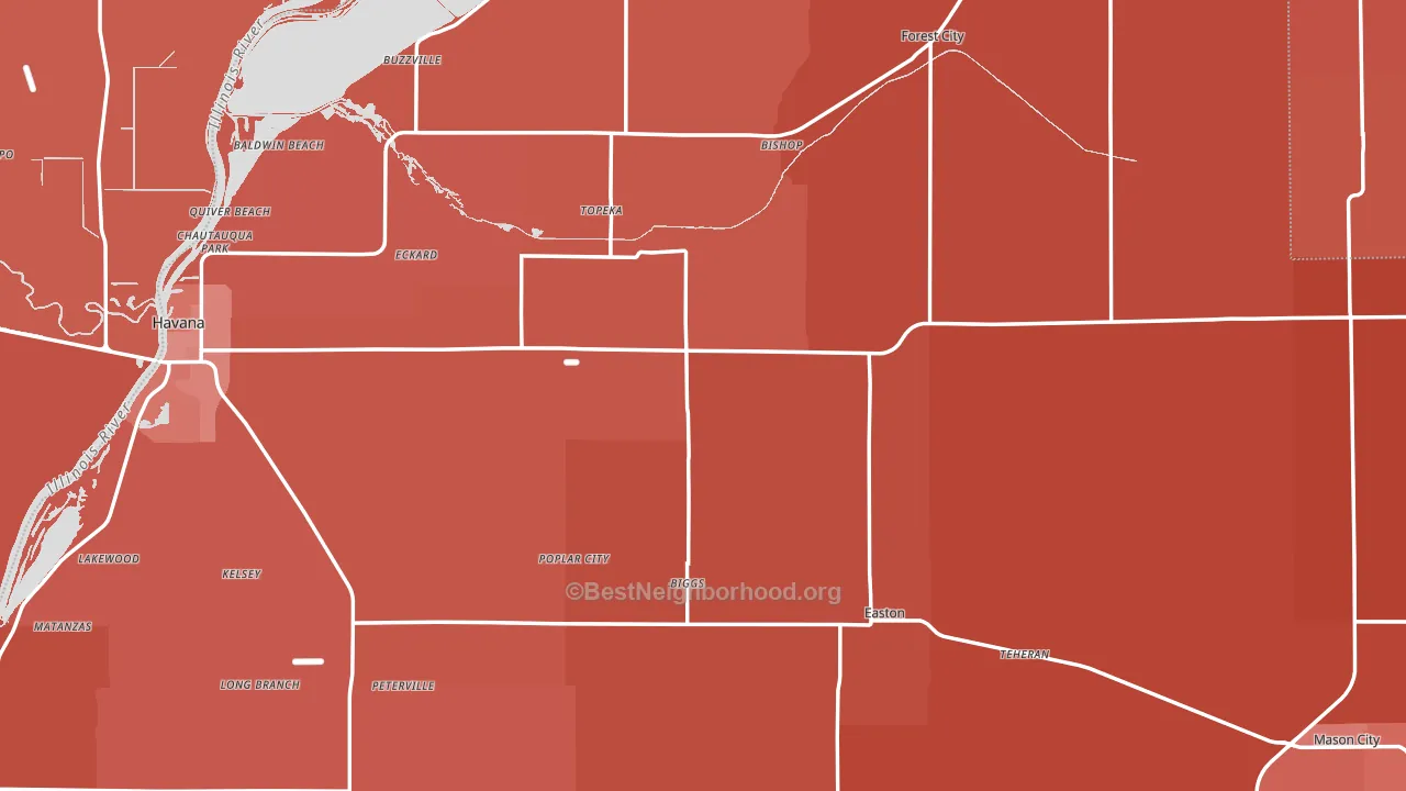 Mason County, IL block-group political-lean map