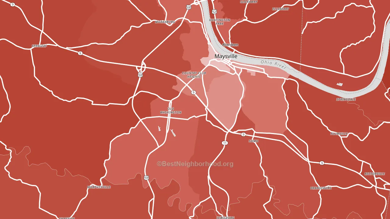 Mason County, KY block-group political-lean map