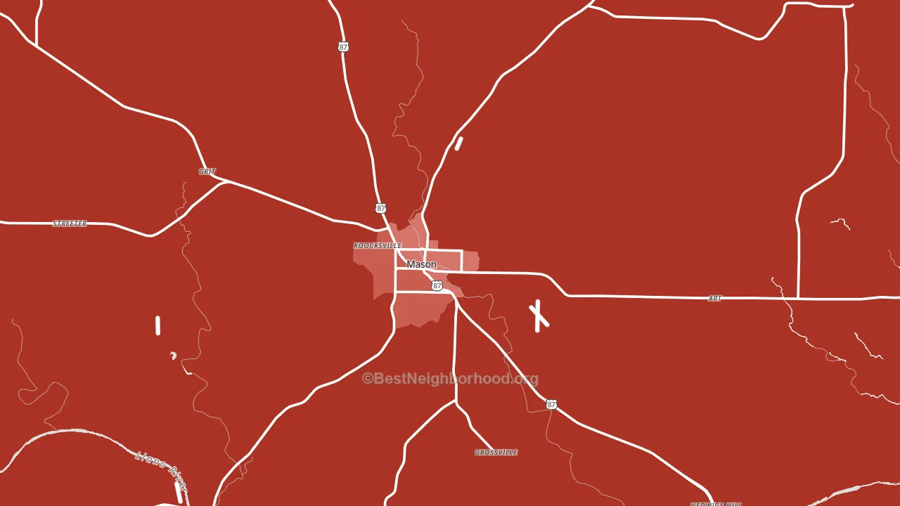 Mason County, TX block-group political-lean map