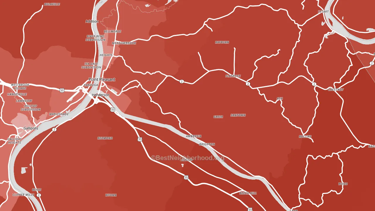 Mason County, WV block-group political-lean map