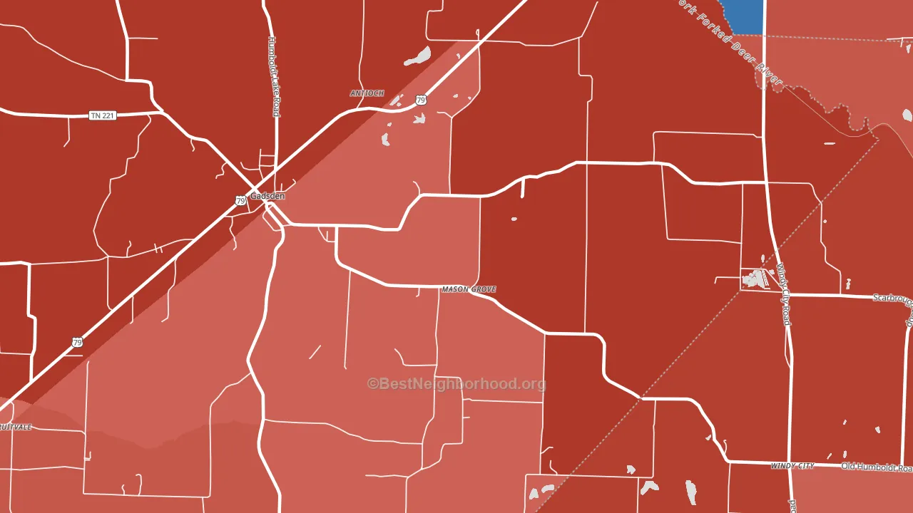 Mason Grove, TN block-group political-lean map