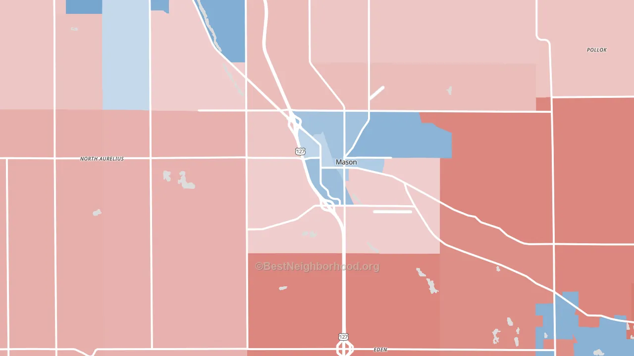 Mason, MI block-group political-lean map