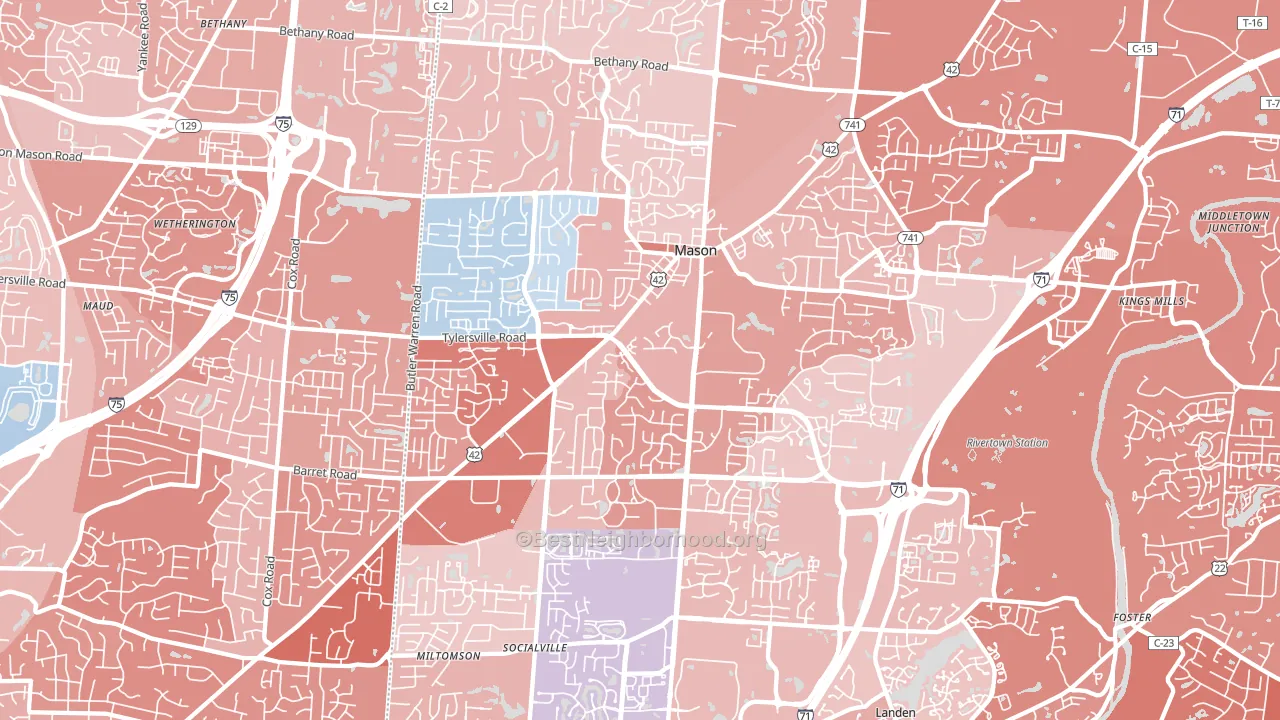 Mason, OH block-group political-lean map