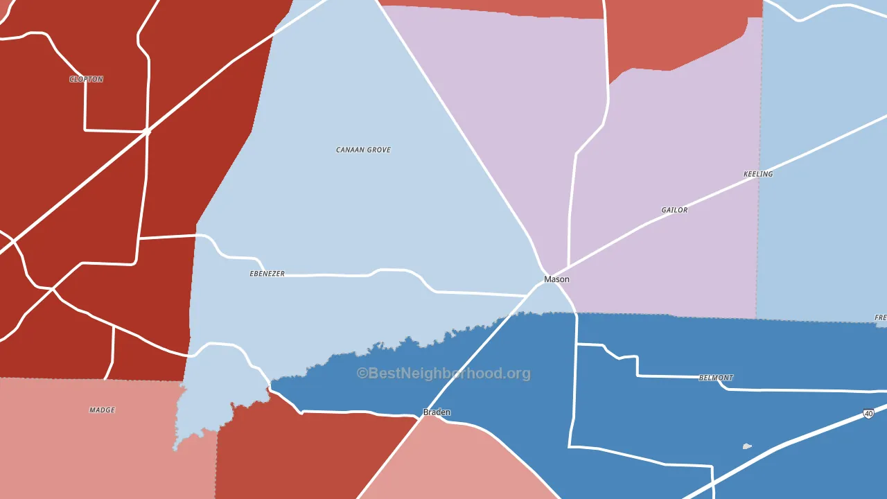 Mason, TN block-group political-lean map