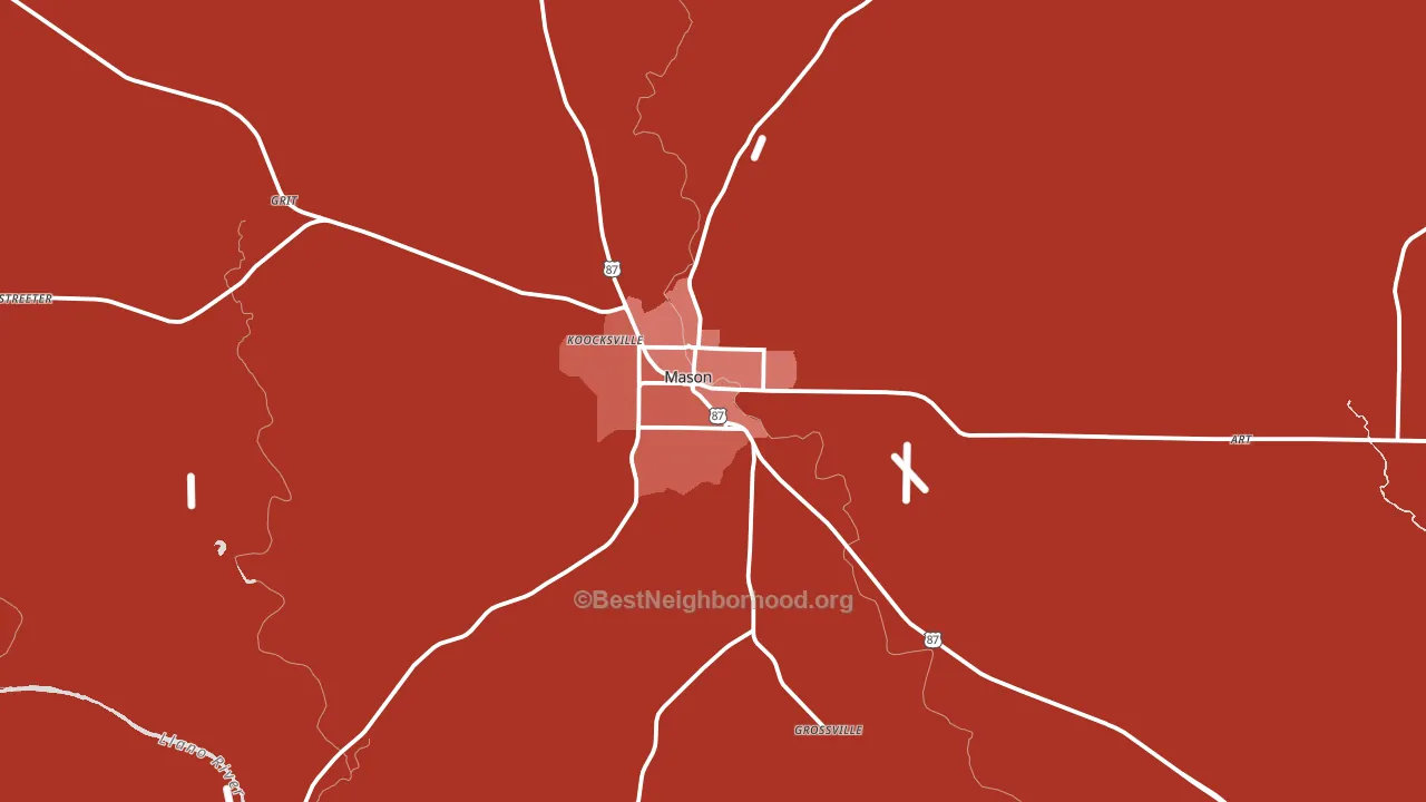 Mason, TX block-group political-lean map