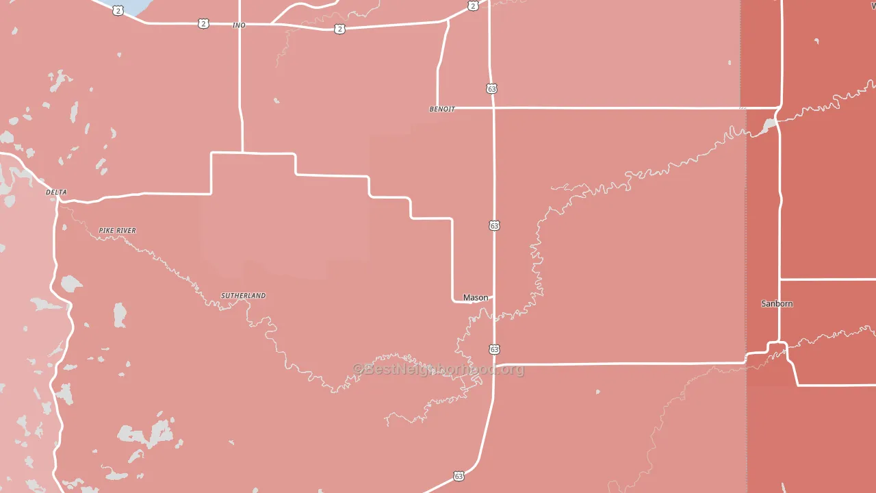 Mason, WI block-group political-lean map