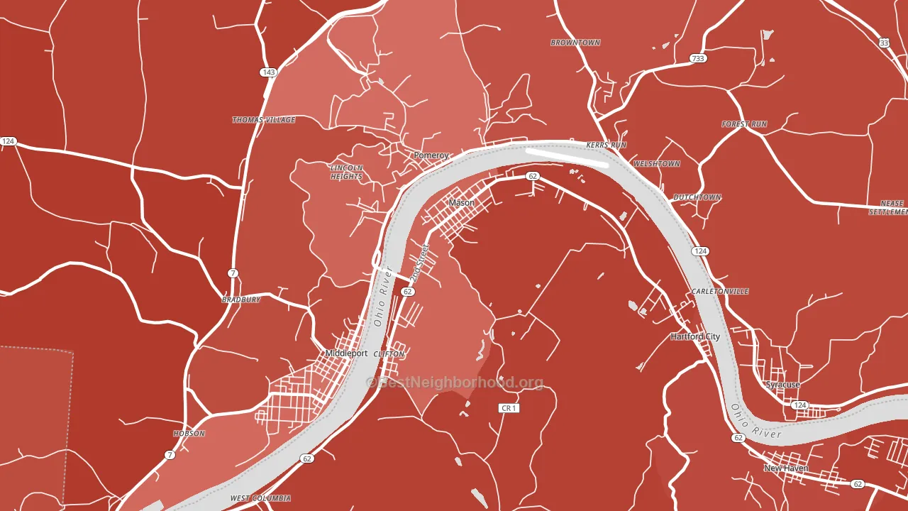 Mason, WV block-group political-lean map