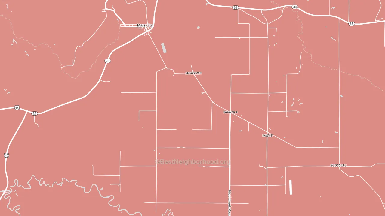 Mass City, MI block-group political-lean map