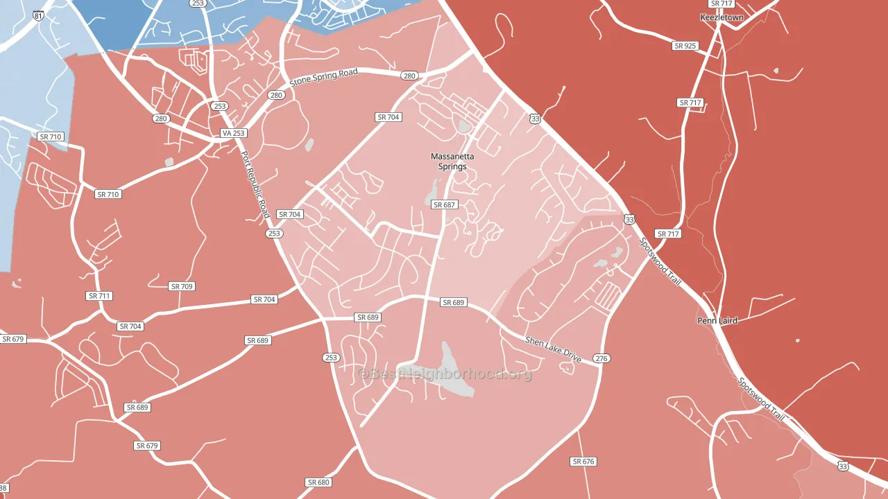 Massanetta Springs, VA block-group political-lean map