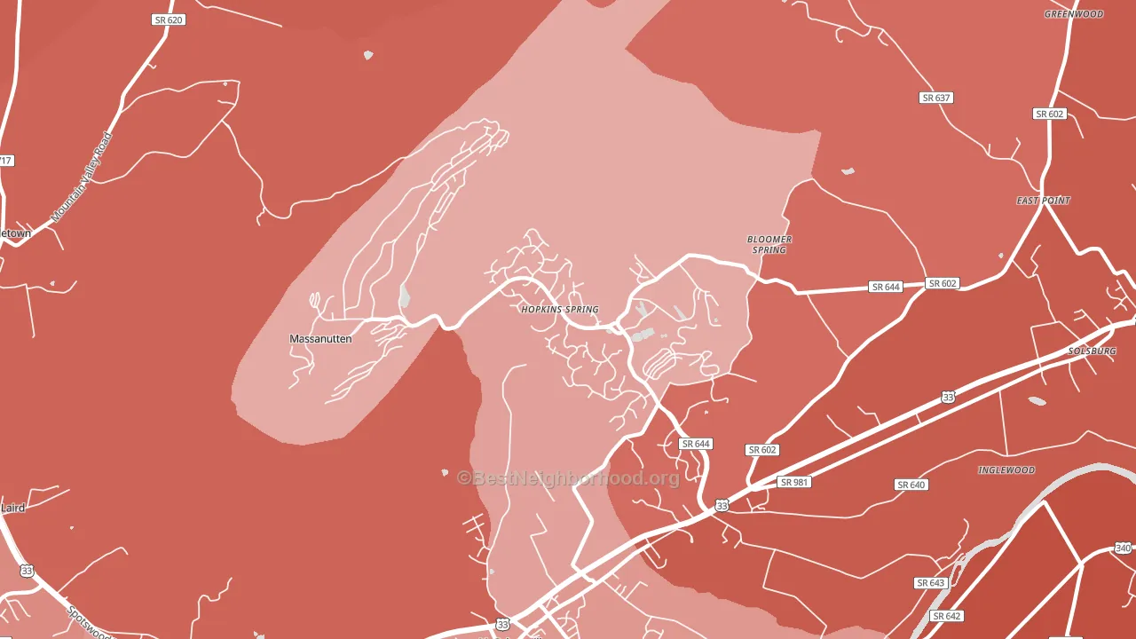 Massanutten, VA block-group political-lean map