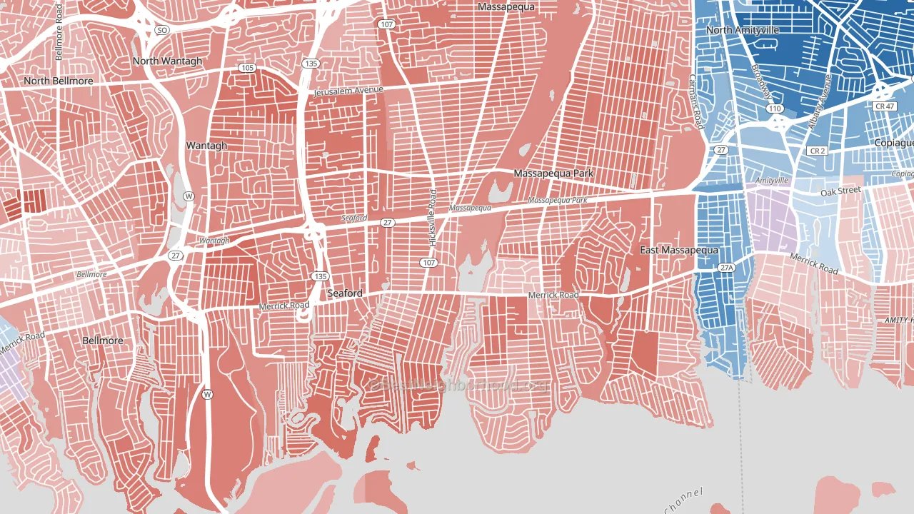 Massapequa, NY block-group political-lean map