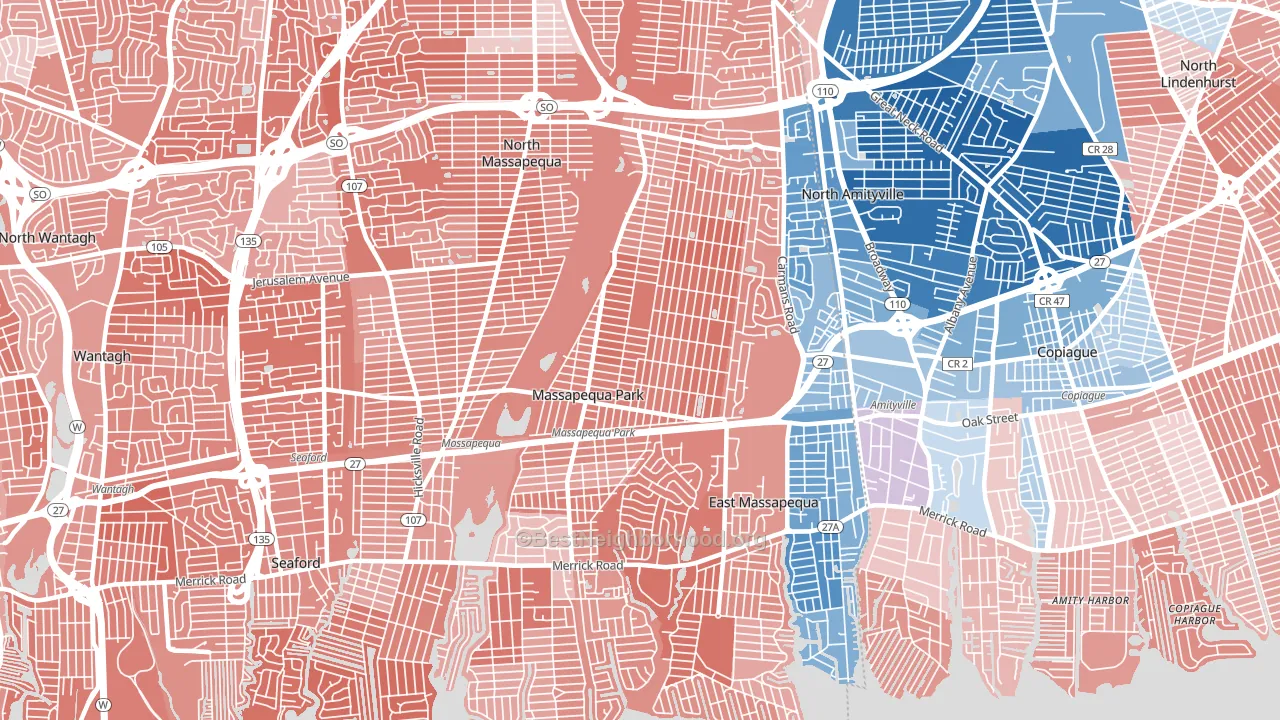 Massapequa Park, NY block-group political-lean map