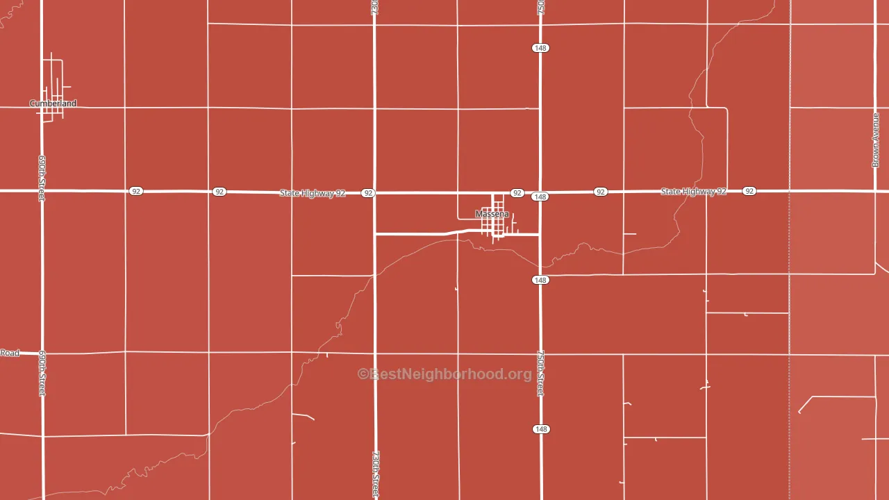 Massena, IA block-group political-lean map