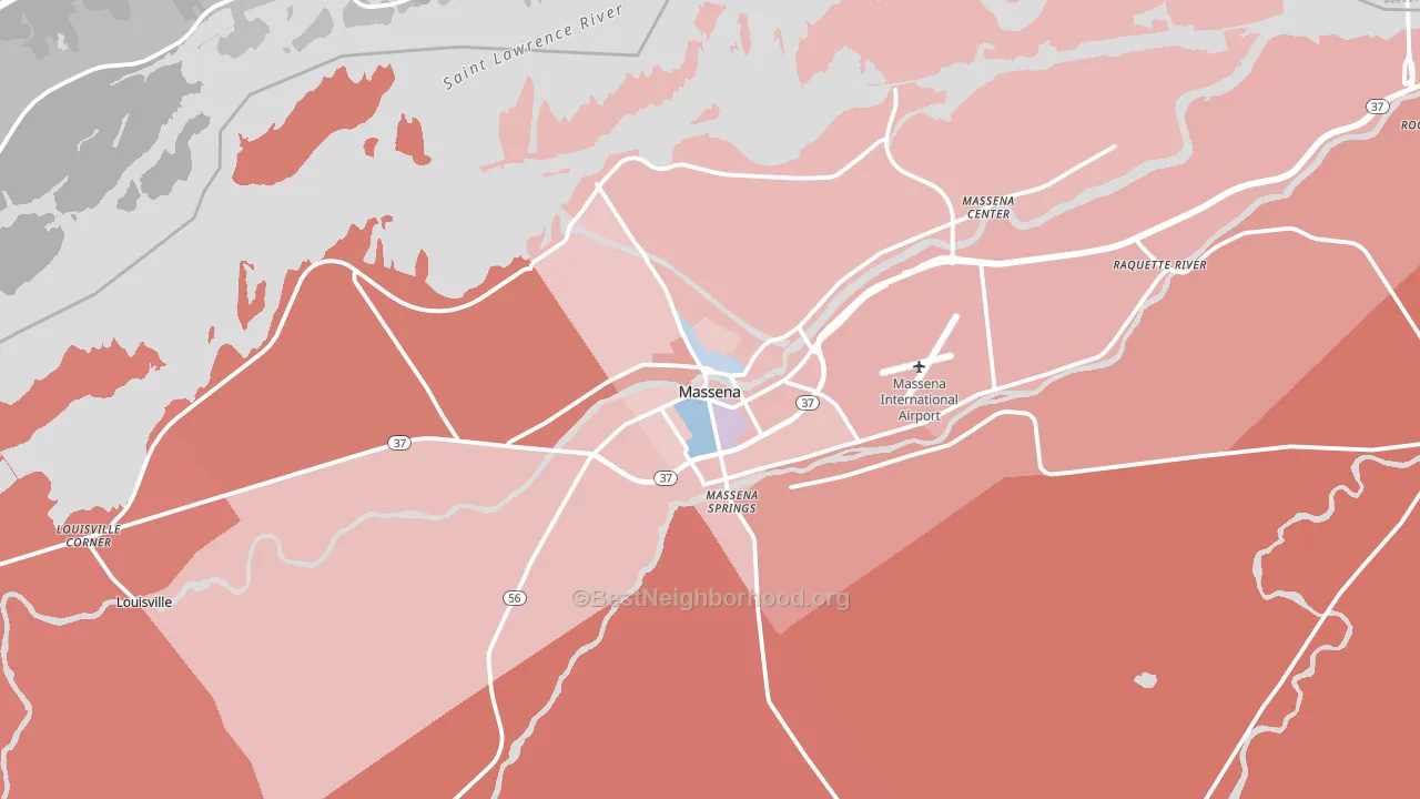 Massena, NY block-group political-lean map