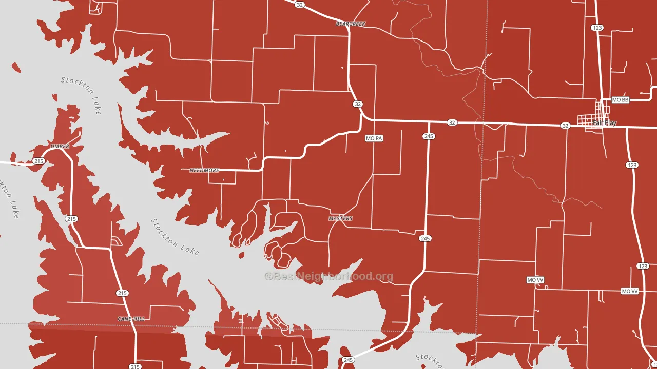 Masters, MO block-group political-lean map