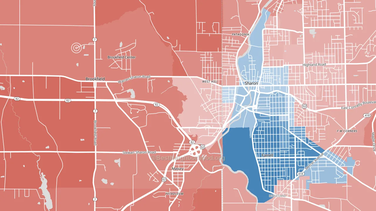 Masury, OH block-group political-lean map