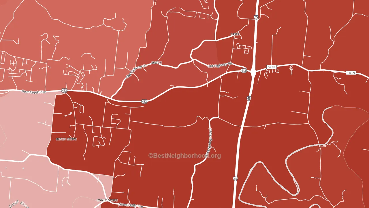 Match, TN block-group political-lean map