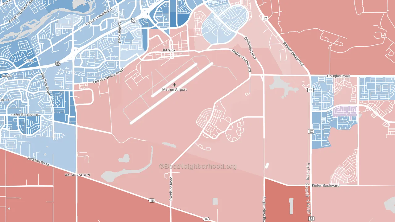 Mather, CA block-group political-lean map