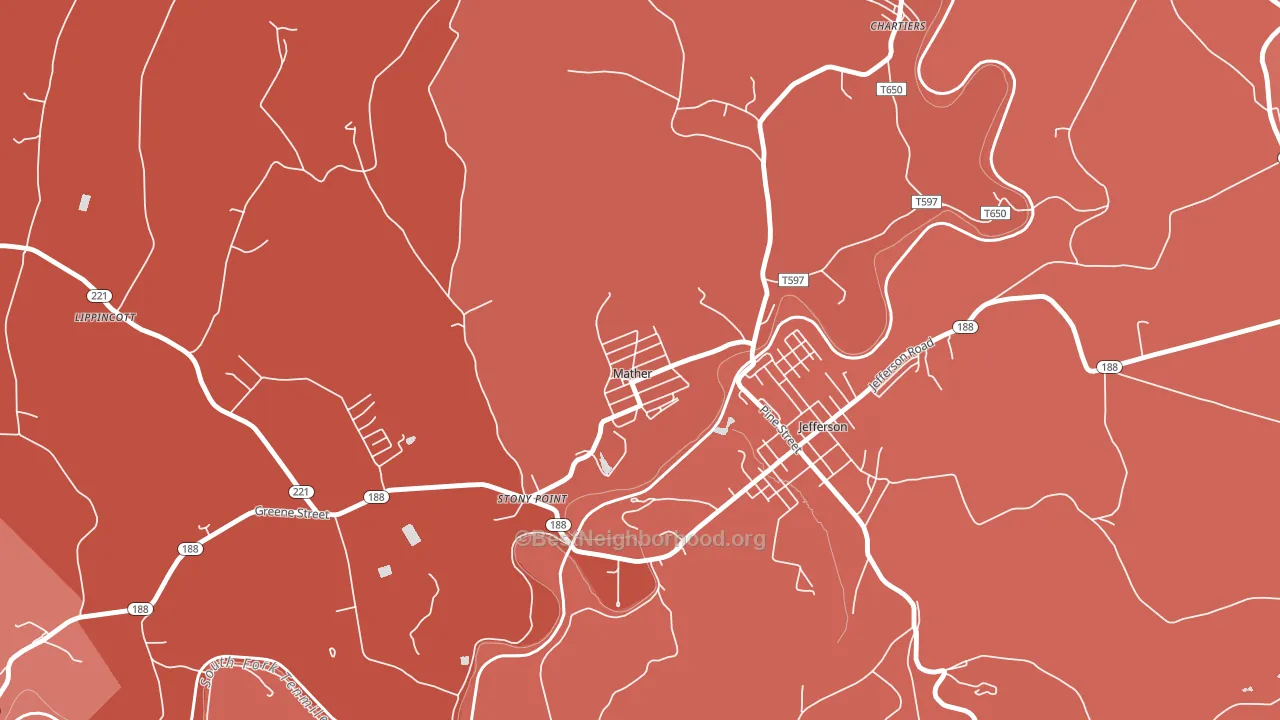 Mather, PA block-group political-lean map