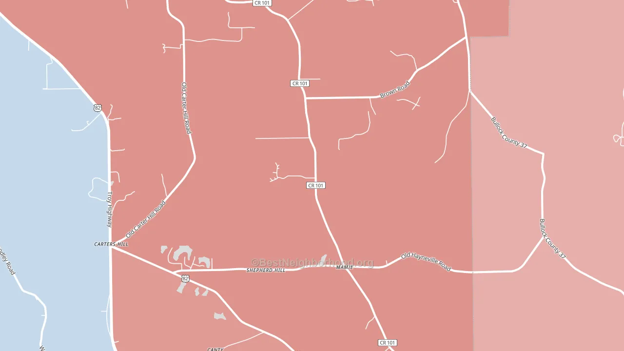 Mathews, AL block-group political-lean map