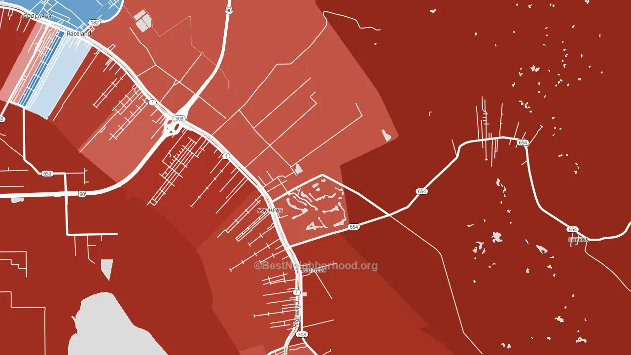 Mathews, LA block-group political-lean map