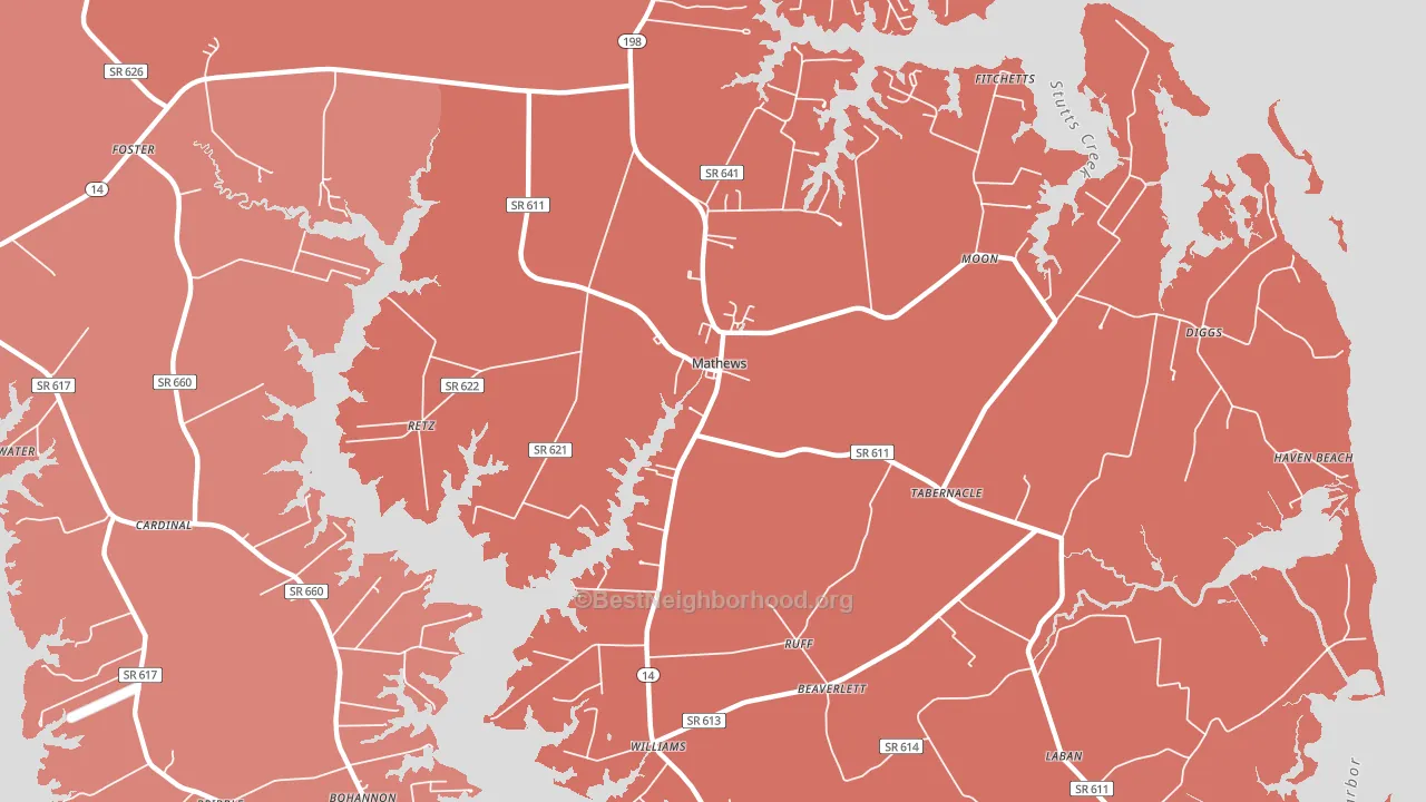 Mathews, VA block-group political-lean map