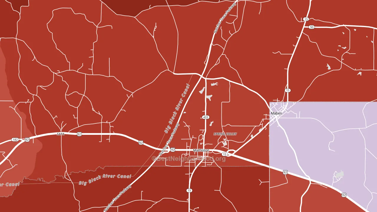 Mathiston, MS block-group political-lean map