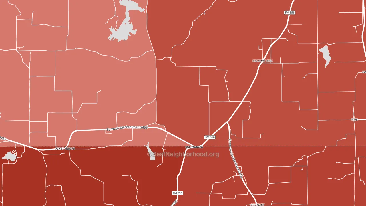 Matinburg, TX block-group political-lean map