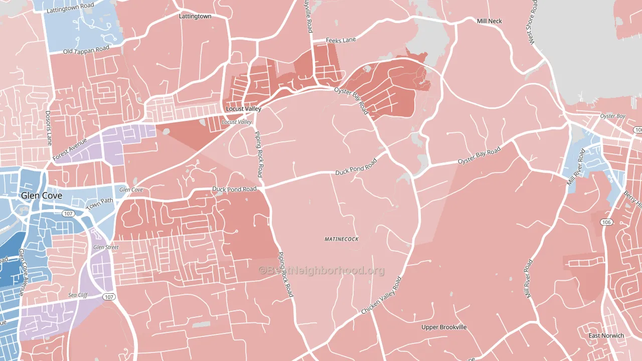 Matinecock, NY block-group political-lean map