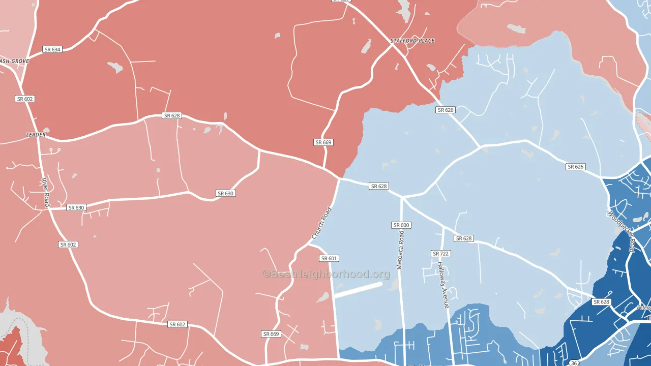 Matoaca, VA block-group political-lean map