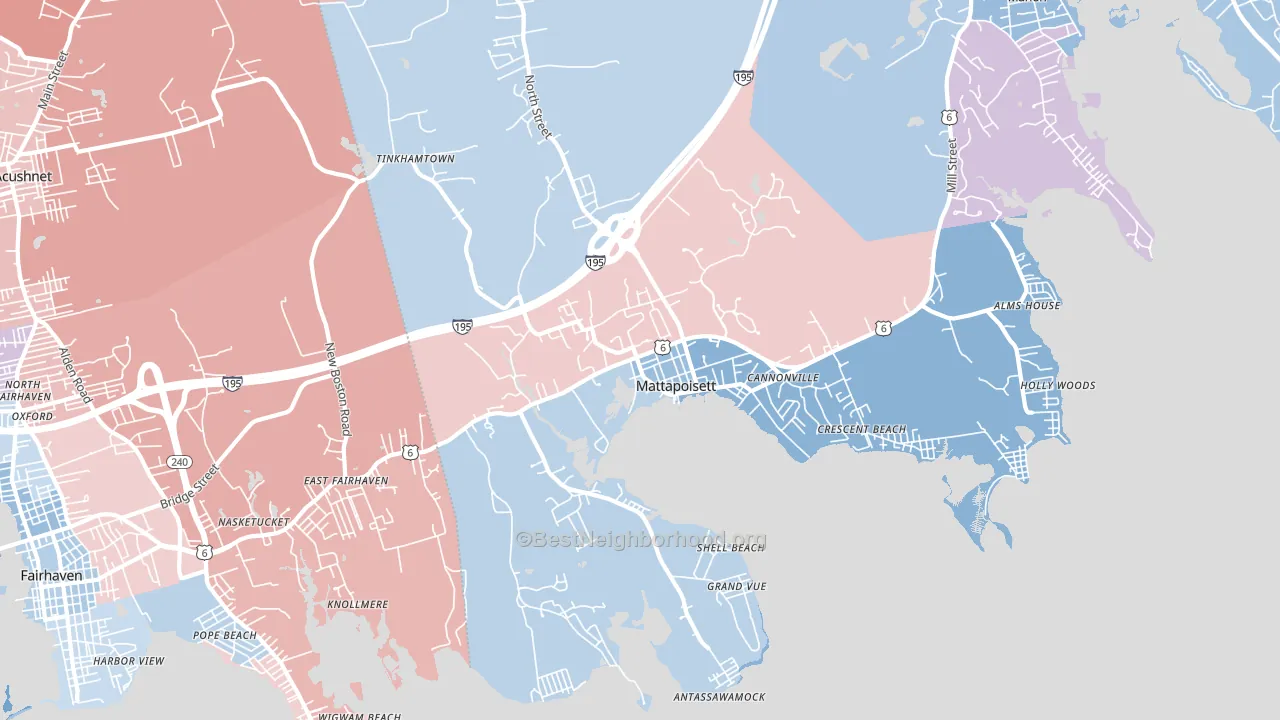 Mattapoisett, MA block-group political-lean map