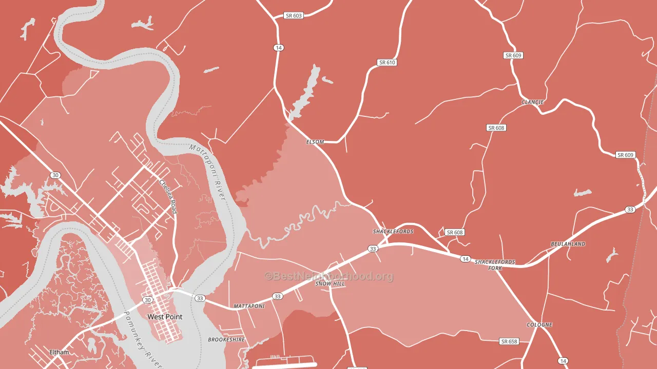 Mattaponi, VA block-group political-lean map