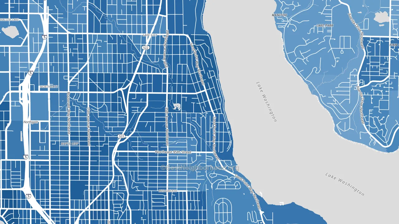 Matthews Beach, Seattle, WA block-group political-lean map