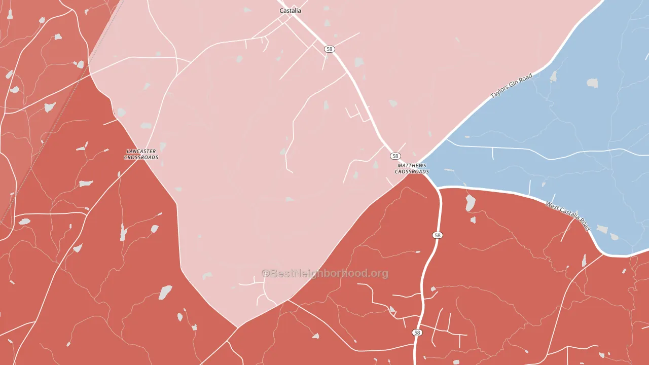 Matthews Crossroads, NC block-group political-lean map