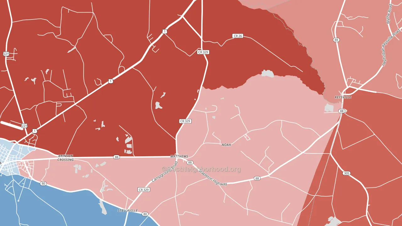 Matthews, GA block-group political-lean map
