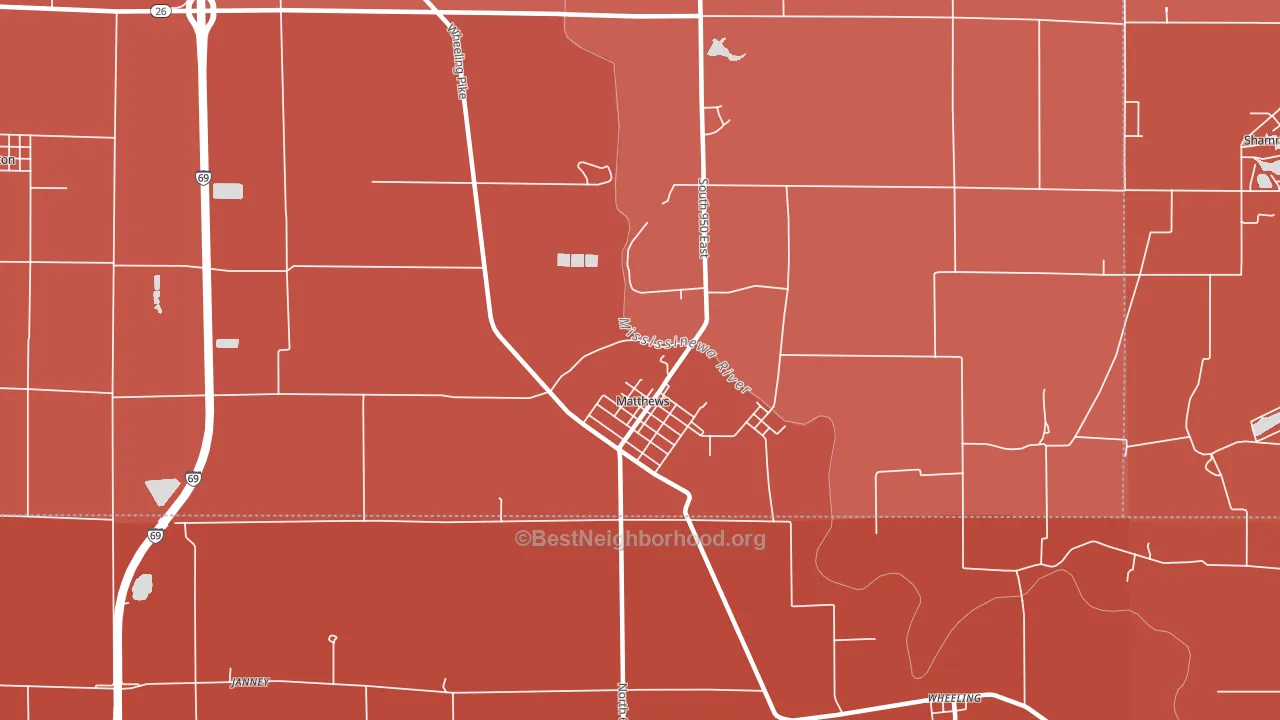Matthews, IN block-group political-lean map