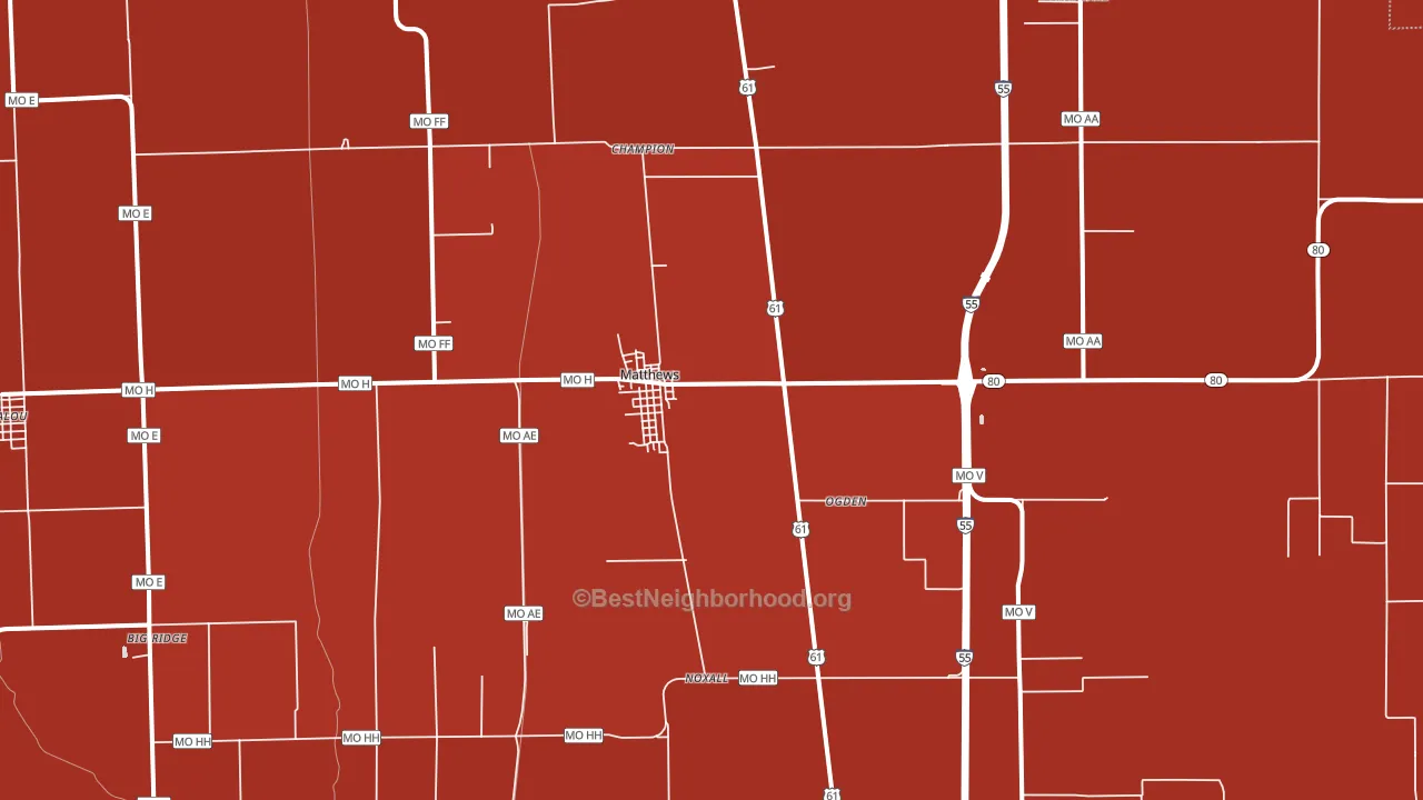 Matthews, MO block-group political-lean map