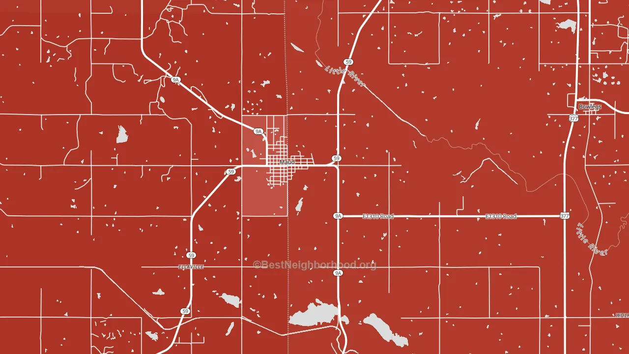 Maud, OK block-group political-lean map