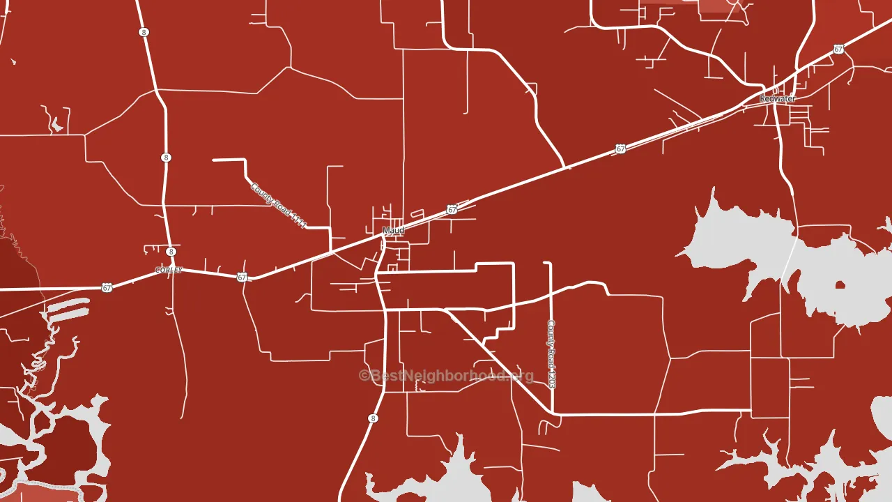 Maud, TX block-group political-lean map
