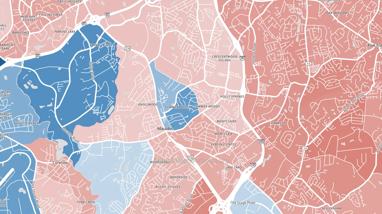 Mauldin, SC block-group political-lean map