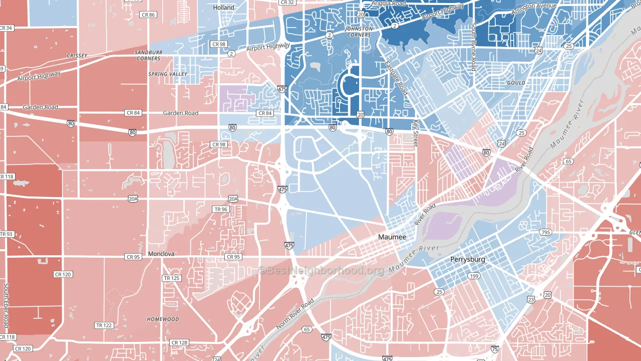 Maumee, OH block-group political-lean map