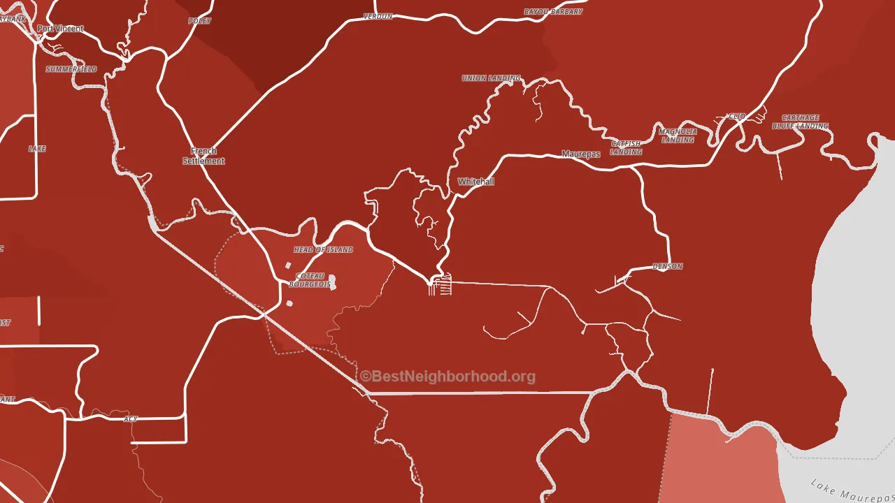 Maurepas, LA block-group political-lean map